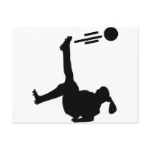 woman soccer bicycle kick post card
