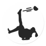 woman soccer bicycle kick round sticker