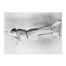Woman Swinging Tennis Raquet Stretched Canvas Prints