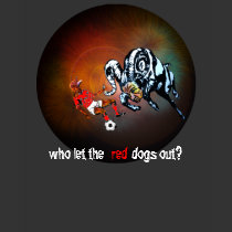 Woman T-Shirt Black "who let the red dogs out?"