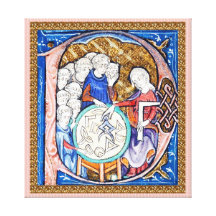Woman teaching Geometry to Monks Wrapped Canvas Canvas Prints
