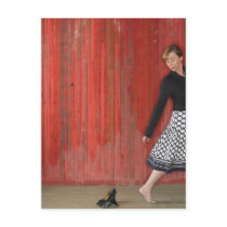 Woman Walking Away from High Heel Shooes Post Cards