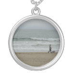 Woman Walking Dog Along Pismo Beach, CA Jewelry