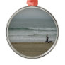 Woman Walking Dog Along Pismo Beach, CA Ornament