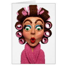 Woman Wearing Curlers Greeting Card
