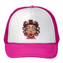 Woman Wearing Curlers Mesh Hat