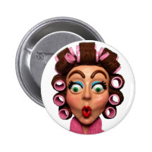 Woman Wearing Curlers Pin