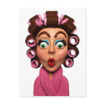 Woman Wearing Curlers postcards