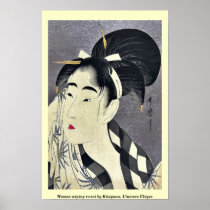 Woman wiping sweat by Kitagawa, Utamaro Ukiyoe Posters
