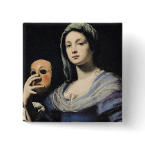 Woman with a Mask 2 Pinback Button
