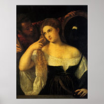 Woman with a Mirror by Titian Poster