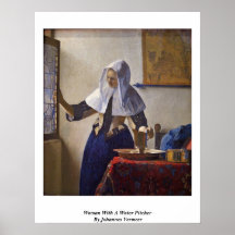 Woman With A Water Pitcher. By Johannes Vermeer Posters