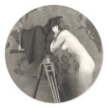 Woman With Camera Round Sticker