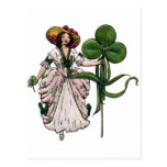 Woman with Clover Vintage Saint Patrick's Day Postcards