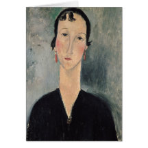 Woman with Earrings Greeting Cards