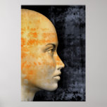 Woman with floral pattern 3d illustration poster
