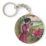 Woman with Roses and Butterfly keychains