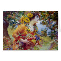 Woman with Summer Bounty Greeting Card
