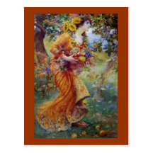 Woman with Summer Bounty Postcard