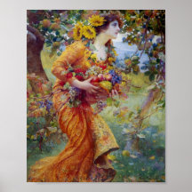 Woman with Summer Bounty Print
