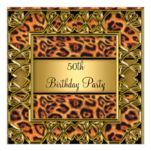 Womans 50th Birthday Party Leopard Invitation