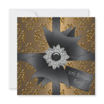 Womans Gold 50th Birthday Party Custom Invitation