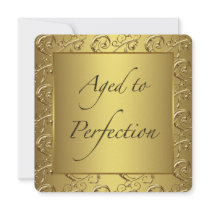 Womans Gold Swirl Aged to Perfection 50th Birthday Custom Invite