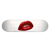 Woman's Luscious Red Lipstick Lips Skate Decks