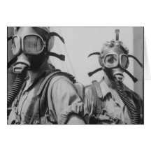 Women and Gas Masks Greeting Cards