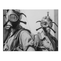 Women and Gas Masks Post Cards