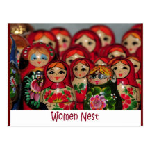 Women Nest, Russian Nesting Dolls Postcard