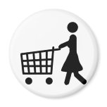 women shopping black trolly magnets