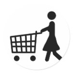women shopping black trolly stickers