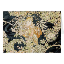 Women with Daisies Art Nouveau Greeting Cards