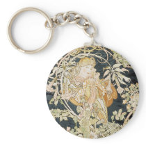Women with Daisies Art Nouveau Keychains