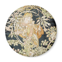 Women with Daisies Art Nouveau Refrigerator Magnets