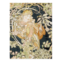 Women with Daisies Art Nouveau Post Cards