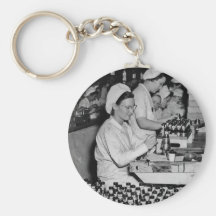 Women Working in Munitions Plant WWII Keychain