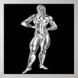 Womens Chrome Bodybuilding Pose Poster
