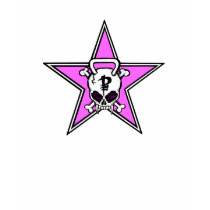 womens dark t-shirt, pink star