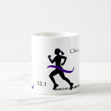 Women's Half Marathon Purple Ribbon Coffee Mugs