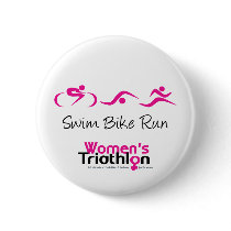 Women's Tri: Swim.Bike.Run Pinback Button