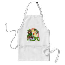 Wonderfully Cute Irish Bear with Flag Design #2 Aprons