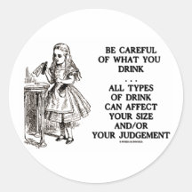 Wonderland Be Careful What You Drink (Alice) Round Stickers