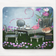 Wonderland Flamingo & Cheshire Cat Mousepad
