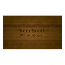 Wood Embossing Pharmacologist Business Card