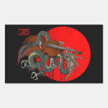 Woodbass dragon 02 長方形シールステッカー