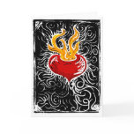 Woodcut Valentine - Flaming Heart Greeting Cards