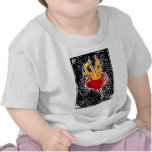 Woodcut Valentine - Flaming Heart Tshirt