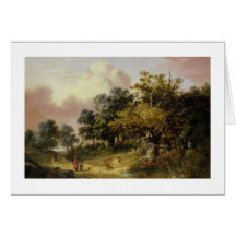 Wooded Landscape with Woman and Child Walking Down Cards